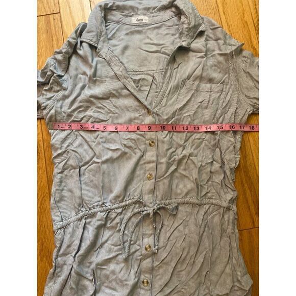 Glam women's striped Button-Down Drawstring Waist Tunic Shirt size large - Picture 4 of 8